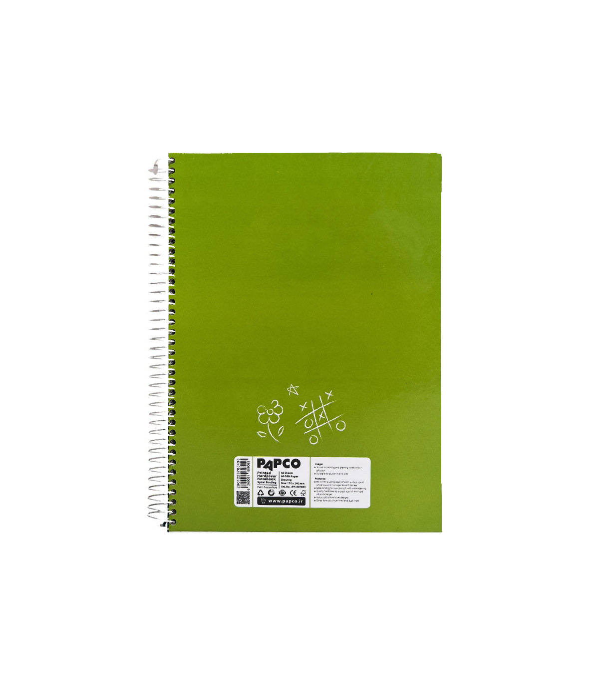 دفتر نقاشی وزیری جلد سخت 60 برگ فنر گرد