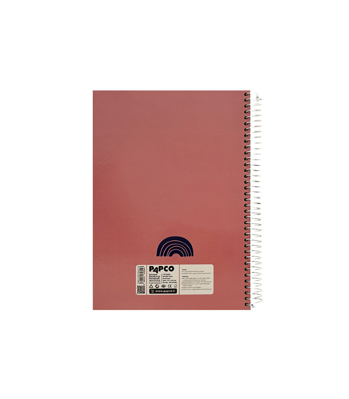 دفتر وزیری جلد سخت 100 برگ دو خط فنر گرد