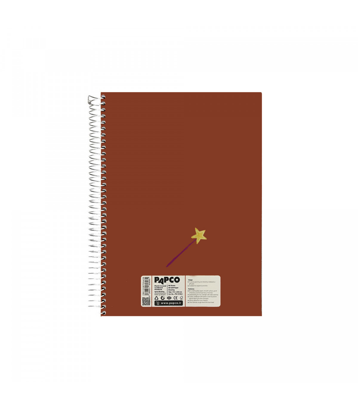 دفتر نقاشی جلد روکش پلاستیکی فنر گرد 80 برگ