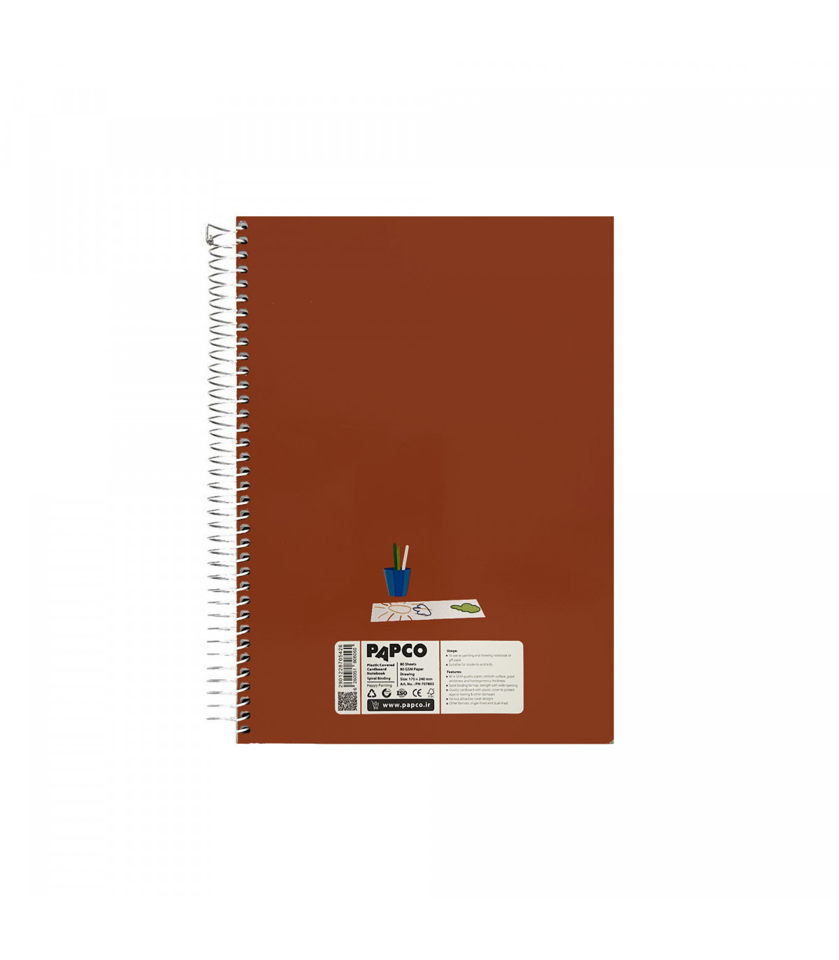 دفتر نقاشی جلد روکش پلاستیکی فنر گرد 80 برگ