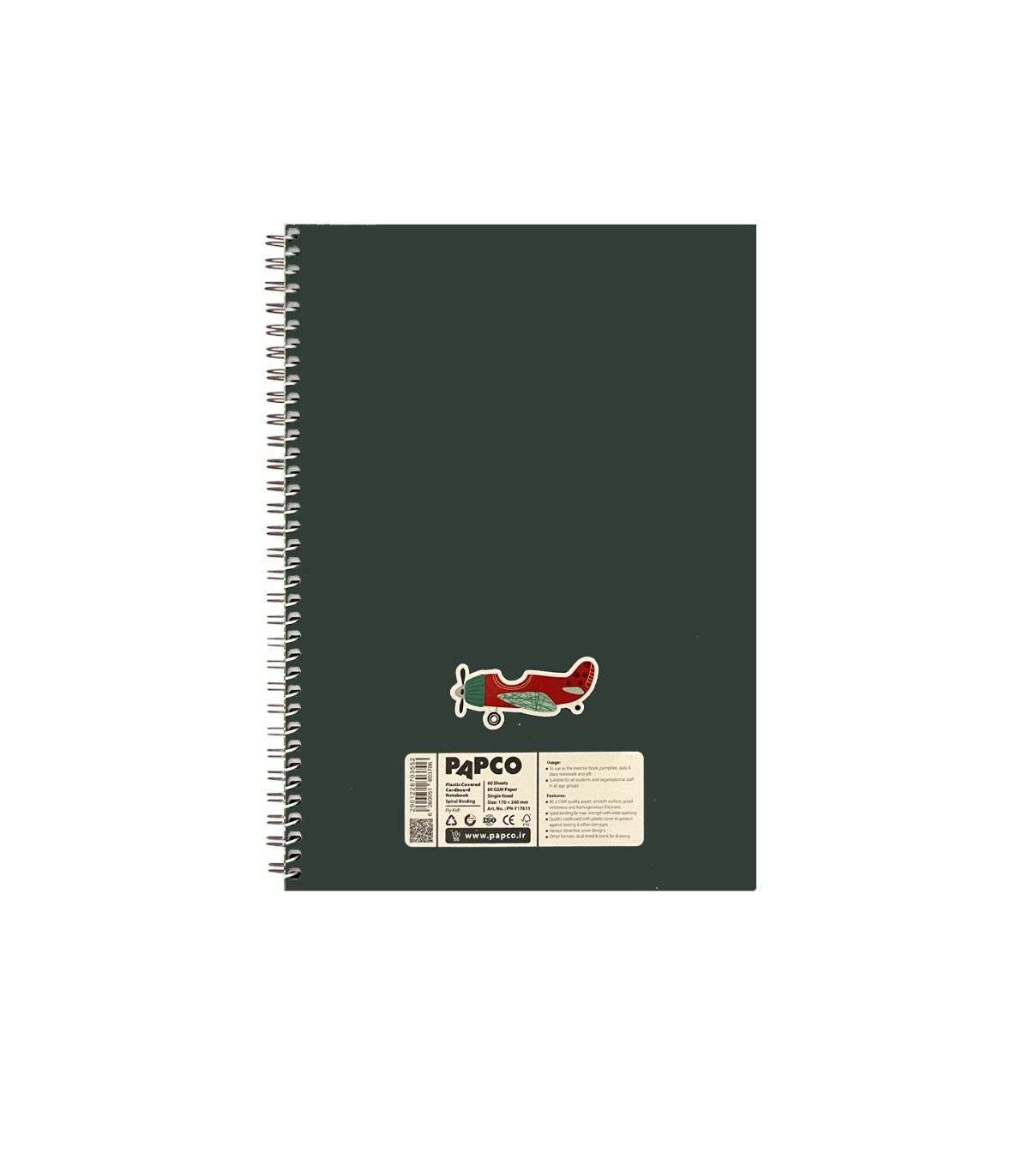 دفتر روکش پلاستیکی سیمی تک خط 60 برگ