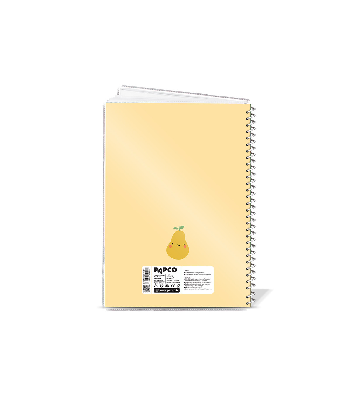 دفتر دو خط روکش پلاستیکی 80 برگ فنر گرد