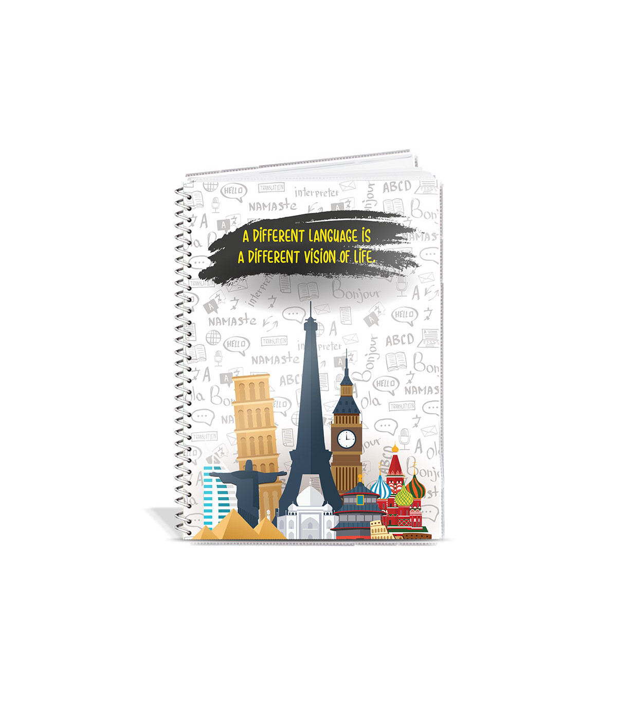 دفتر دو خط روکش پلاستیکی 80 برگ فنر گرد